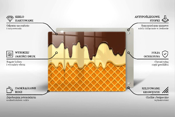 Krájecí prkénko skleněné Ilustrace kornoutu zmrzliny