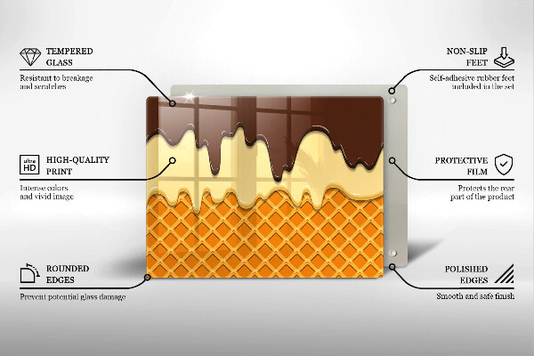 Krájecí prkénko skleněné Ilustrace kornoutu zmrzliny