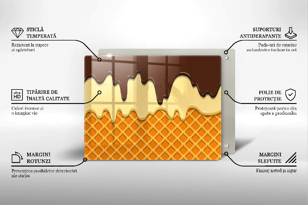 Krájecí prkénko skleněné Ilustrace kornoutu zmrzliny