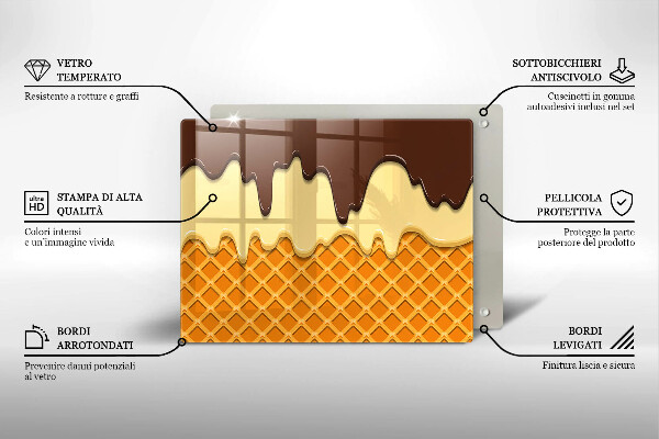 Krájecí prkénko skleněné Ilustrace kornoutu zmrzliny