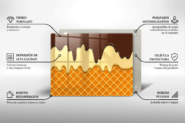 Krájecí prkénko skleněné Ilustrace kornoutu zmrzliny