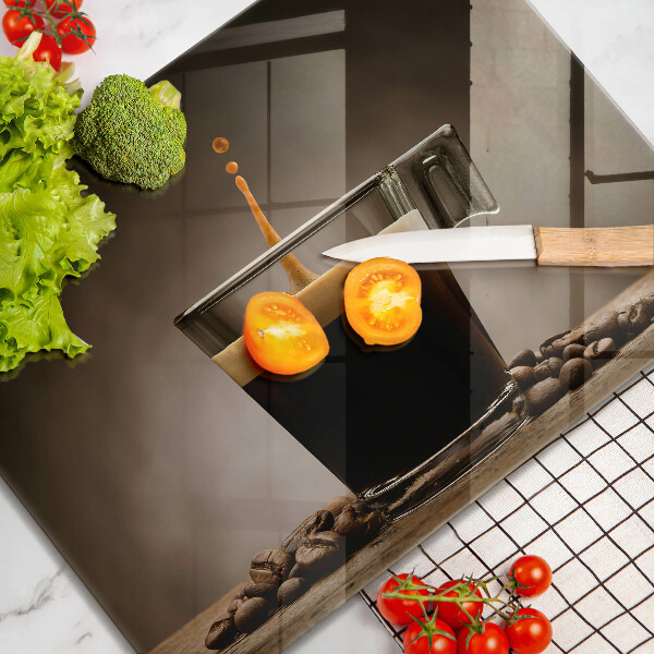 Krájecí prkénko skleněné Sklo a kávová zrna