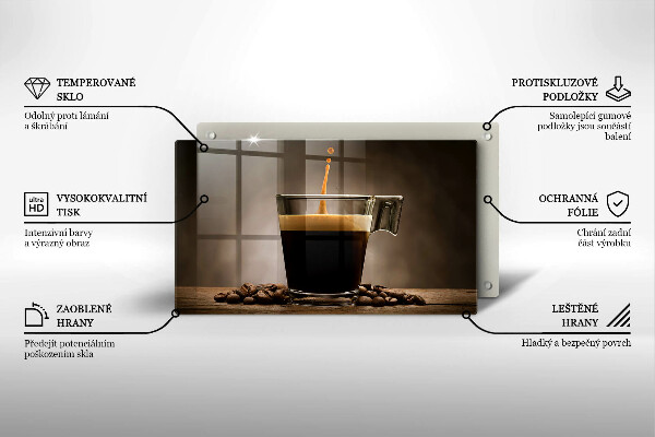 Krájecí prkénko skleněné Sklo a kávová zrna