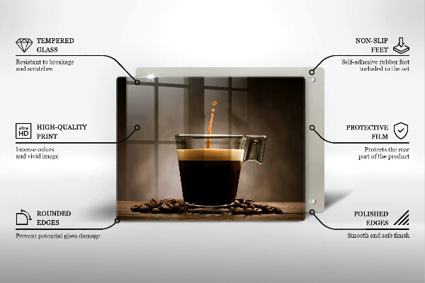 Krájecí prkénko skleněné Sklo a kávová zrna