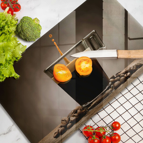 Krájecí prkénko skleněné Sklo a kávová zrna