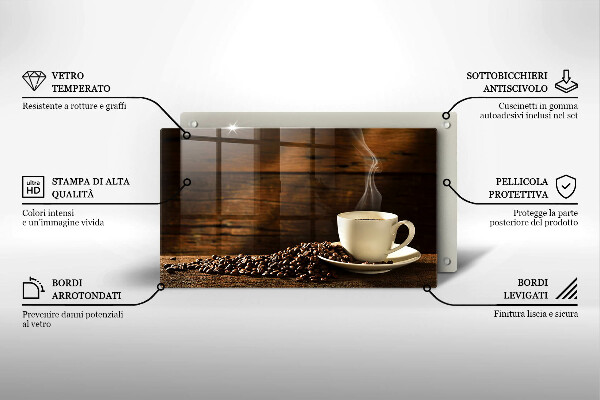 Skleněná deska do kuchyně Dřevěný hrnek na kávu