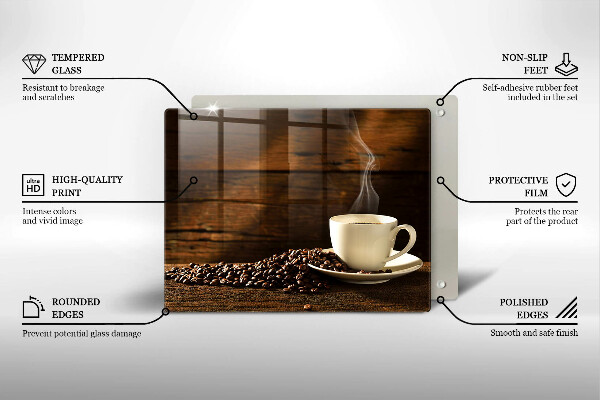 Skleněná deska do kuchyně Dřevěný hrnek na kávu