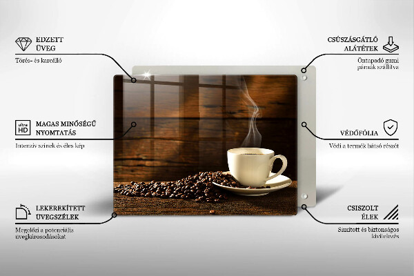 Skleněná deska do kuchyně Dřevěný hrnek na kávu