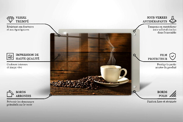 Skleněná deska do kuchyně Dřevěný hrnek na kávu