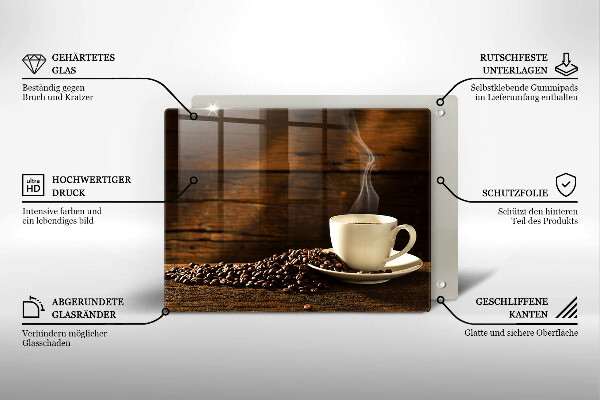 Skleněná deska do kuchyně Dřevěný hrnek na kávu