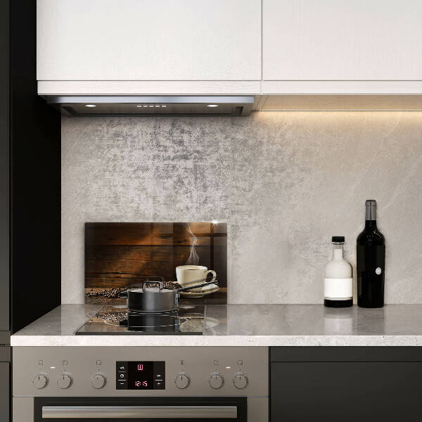 Skleněná deska do kuchyně Dřevěný hrnek na kávu