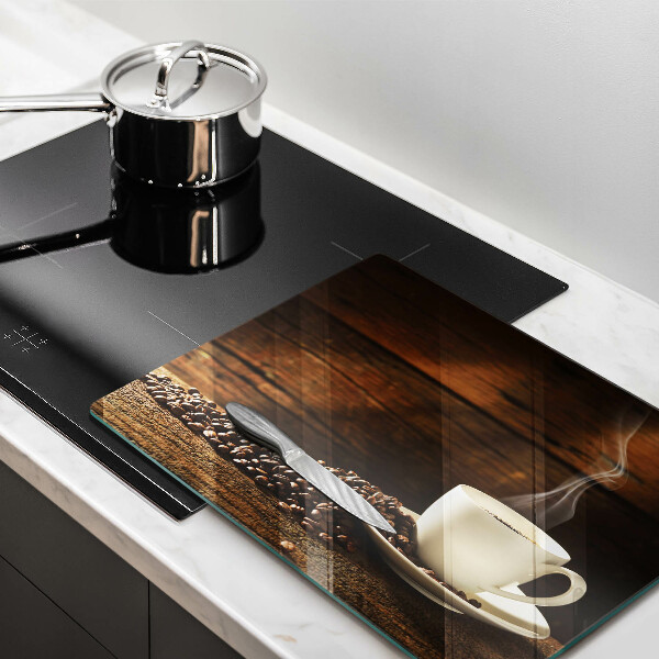 Skleněná deska do kuchyně Dřevěný hrnek na kávu