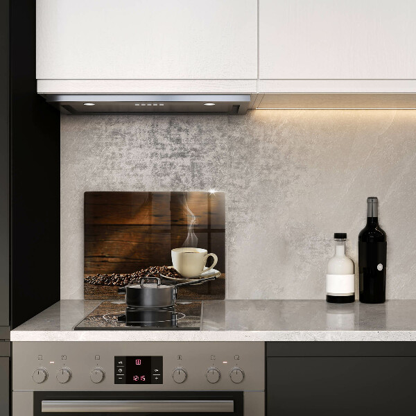 Skleněná deska do kuchyně Dřevěný hrnek na kávu