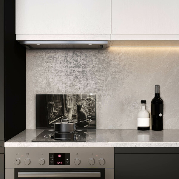 Skleněná deska do kuchyně Kočičí město a okno