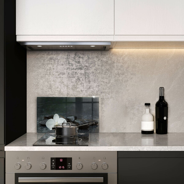 Krájecí prkénko skleněné Bílý květ zen kameny