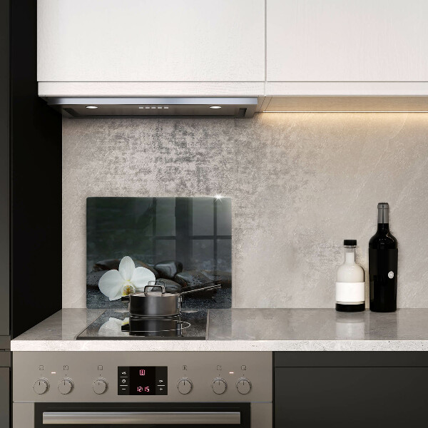 Krájecí prkénko skleněné Bílý květ zen kameny