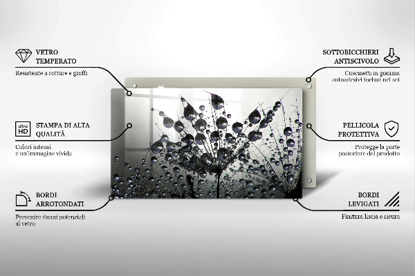 Skleněná deska do kuchyně Pampelišky a rosa