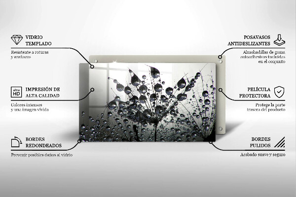 Skleněná deska do kuchyně Pampelišky a rosa