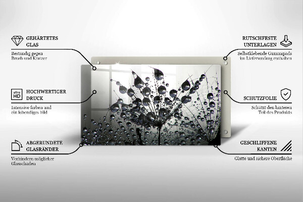 Skleněná deska do kuchyně Pampelišky a rosa