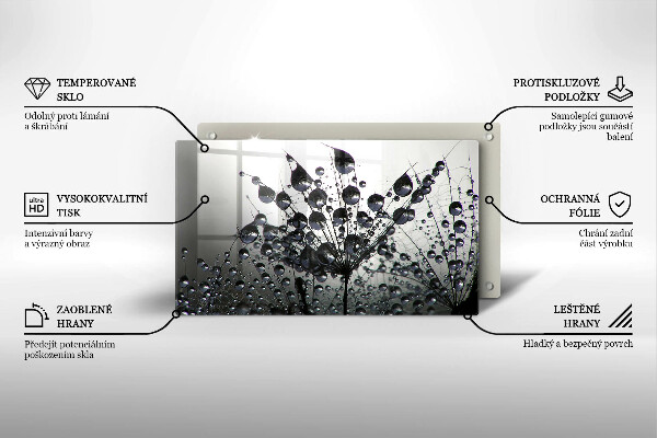 Skleněná deska do kuchyně Pampelišky a rosa