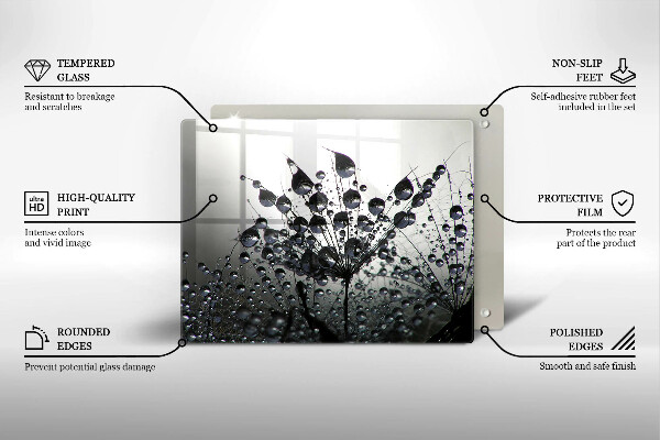 Skleněná deska do kuchyně Pampelišky a rosa