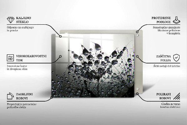 Skleněná deska do kuchyně Pampelišky a rosa