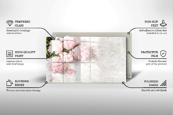 Skleněná deska do kuchyně Jemné květy růží