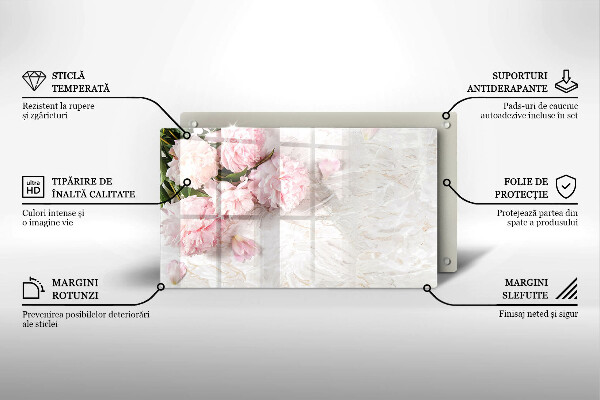 Skleněná deska do kuchyně Jemné květy růží