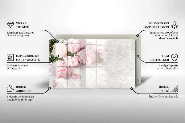 Skleněná deska do kuchyně Jemné květy růží