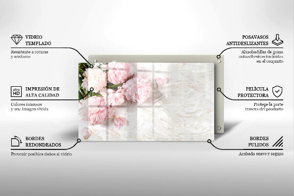 Skleněná deska do kuchyně Jemné květy růží