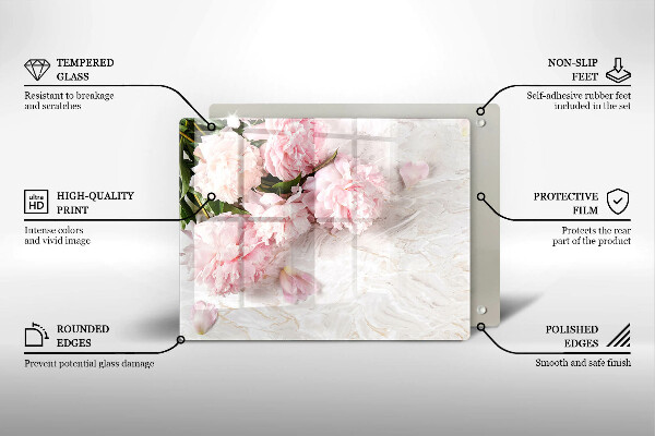 Skleněná deska do kuchyně Jemné květy růží