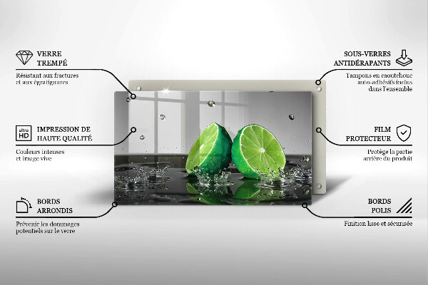 Krájecí prkénko skleněné Šťavnaté limetky a voda