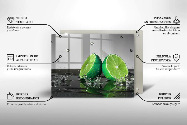 Krájecí prkénko skleněné Šťavnaté limetky a voda