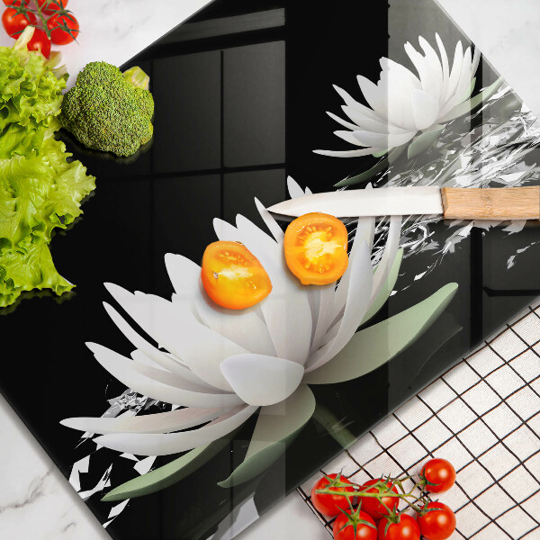 Skleněná deska do kuchyně Bílé lilie na vodě