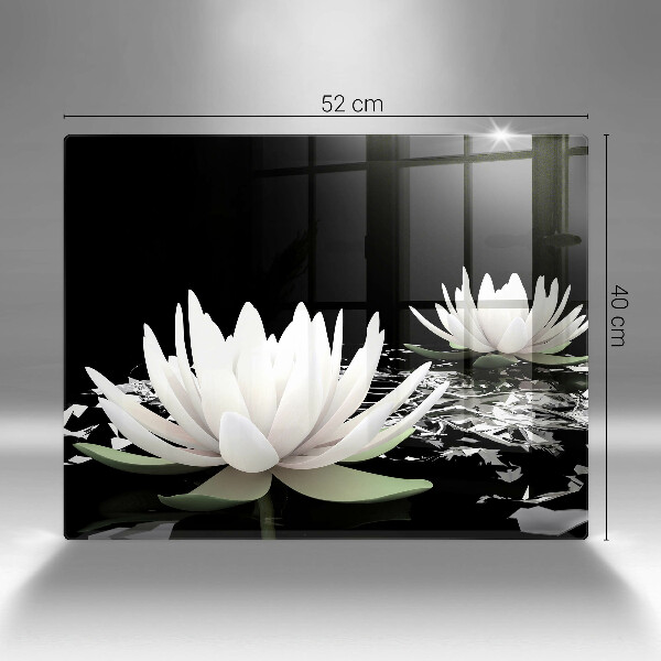 Skleněná deska do kuchyně Bílé lilie na vodě