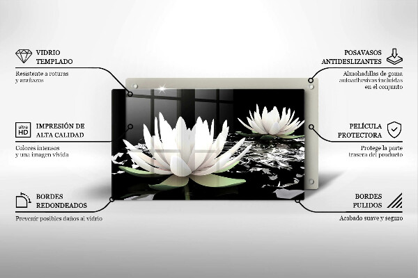 Skleněná deska do kuchyně Bílé lilie na vodě