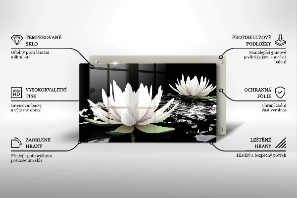 Skleněná deska do kuchyně Bílé lilie na vodě