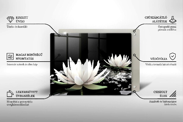 Skleněná deska do kuchyně Bílé lilie na vodě