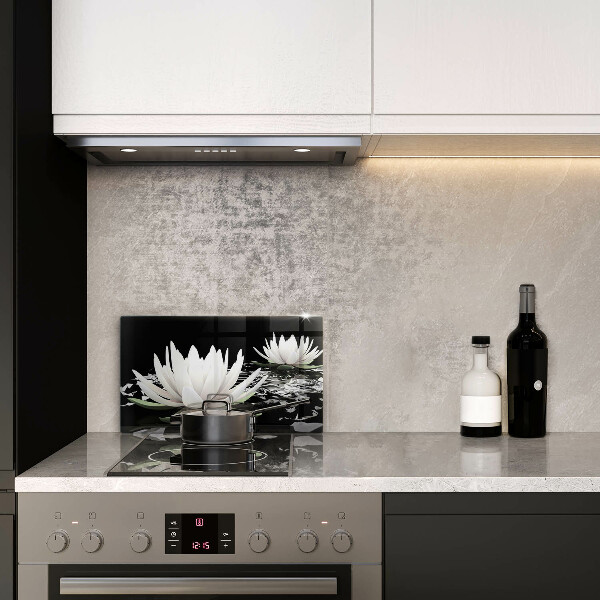 Skleněná deska do kuchyně Bílé lilie na vodě