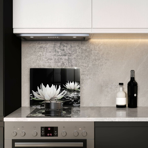 Skleněná deska do kuchyně Bílé lilie na vodě