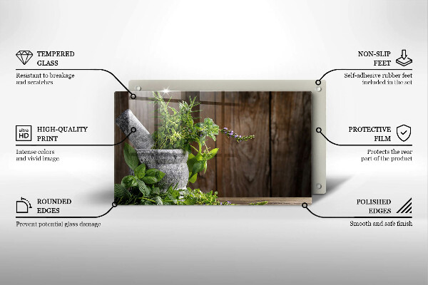 Skleněná deska do kuchyně Pěstuje bylinky a dřevo