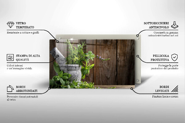 Skleněná deska do kuchyně Pěstuje bylinky a dřevo