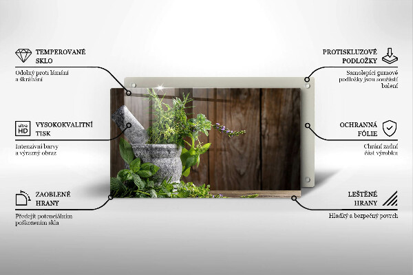 Skleněná deska do kuchyně Pěstuje bylinky a dřevo