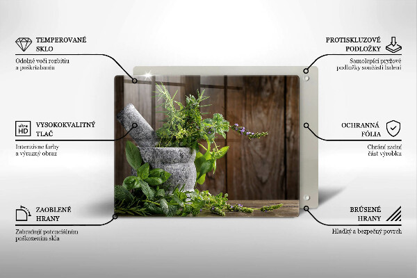 Skleněná deska do kuchyně Pěstuje bylinky a dřevo