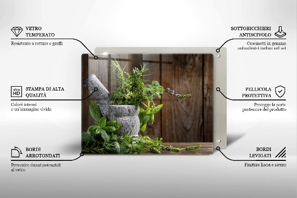 Skleněná deska do kuchyně Pěstuje bylinky a dřevo