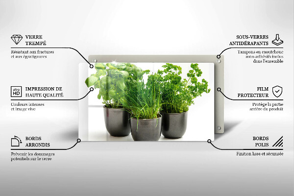 Skleněná deska do kuchyně Hrnce s bylinkami