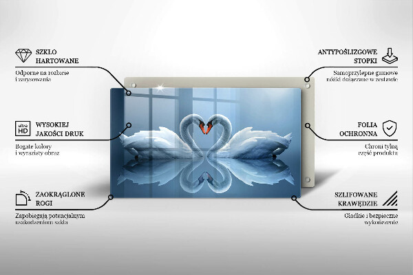 Skleněná deska do kuchyně Dvě labutí srdce