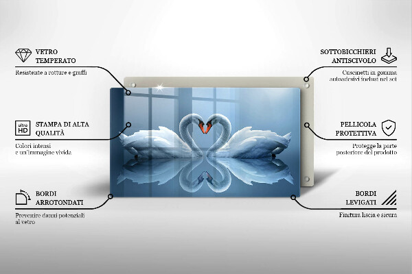Skleněná deska do kuchyně Dvě labutí srdce