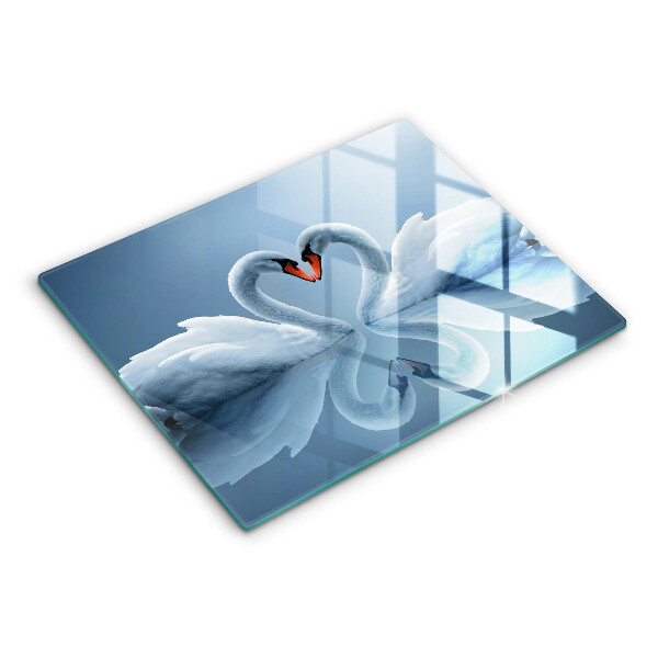 Skleněná deska do kuchyně Dvě labutí srdce