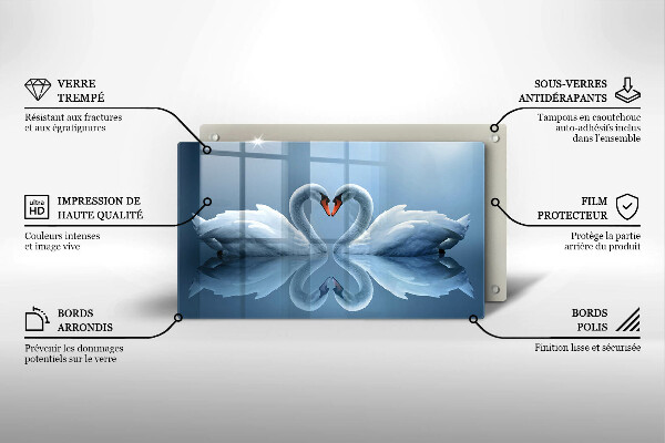 Skleněná deska do kuchyně Dvě labutí srdce